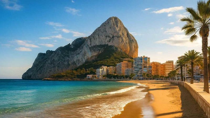 The Ifach rock overlooking the bay of Calpe, on the Costa Blanca North.