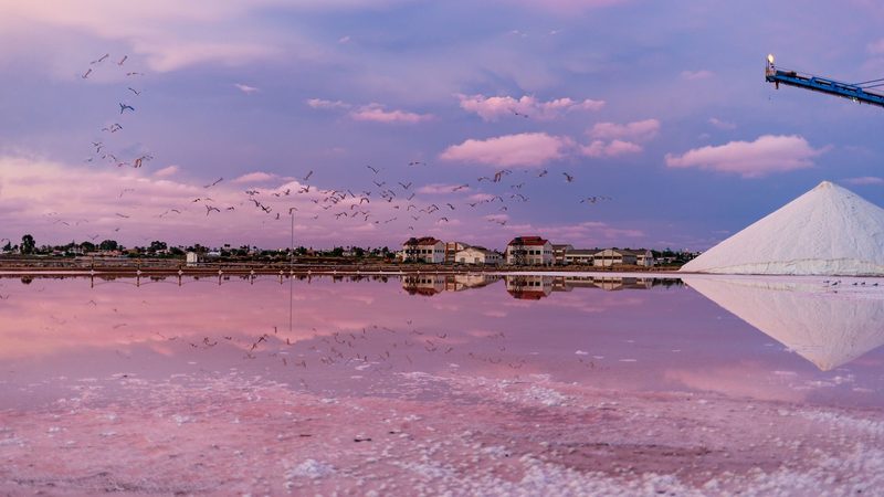 The pink salt lakes of Torrevieja, on the Costa Blanca South.