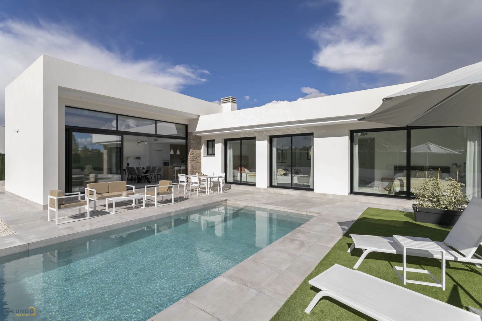 Modern villa with a swimming pool on the Mediterranean coast