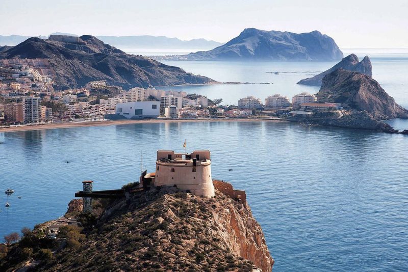 The bay of Águilas, its San Juan Castle and the Isla del Fraile