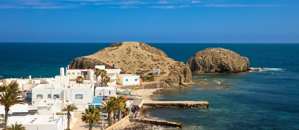 The fishing village of La Isleta del Moro and its rock, Cabo de Gata nature park