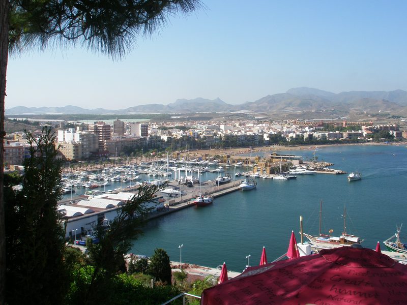 The marina of Mazarrón seen from the heights