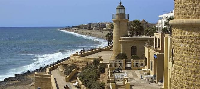 Santa Ana castle beside the beach at Roquetas de Mar