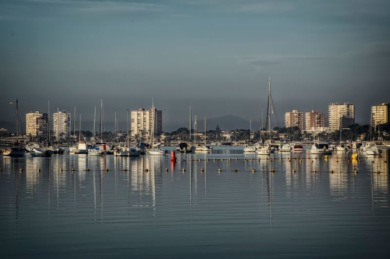 The marina of San Pedro del Pinatar at dusk, on the Mar Menor
