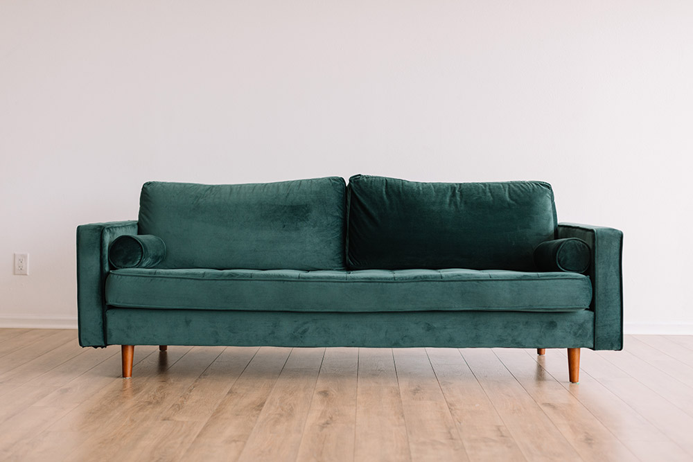 green sofa white background